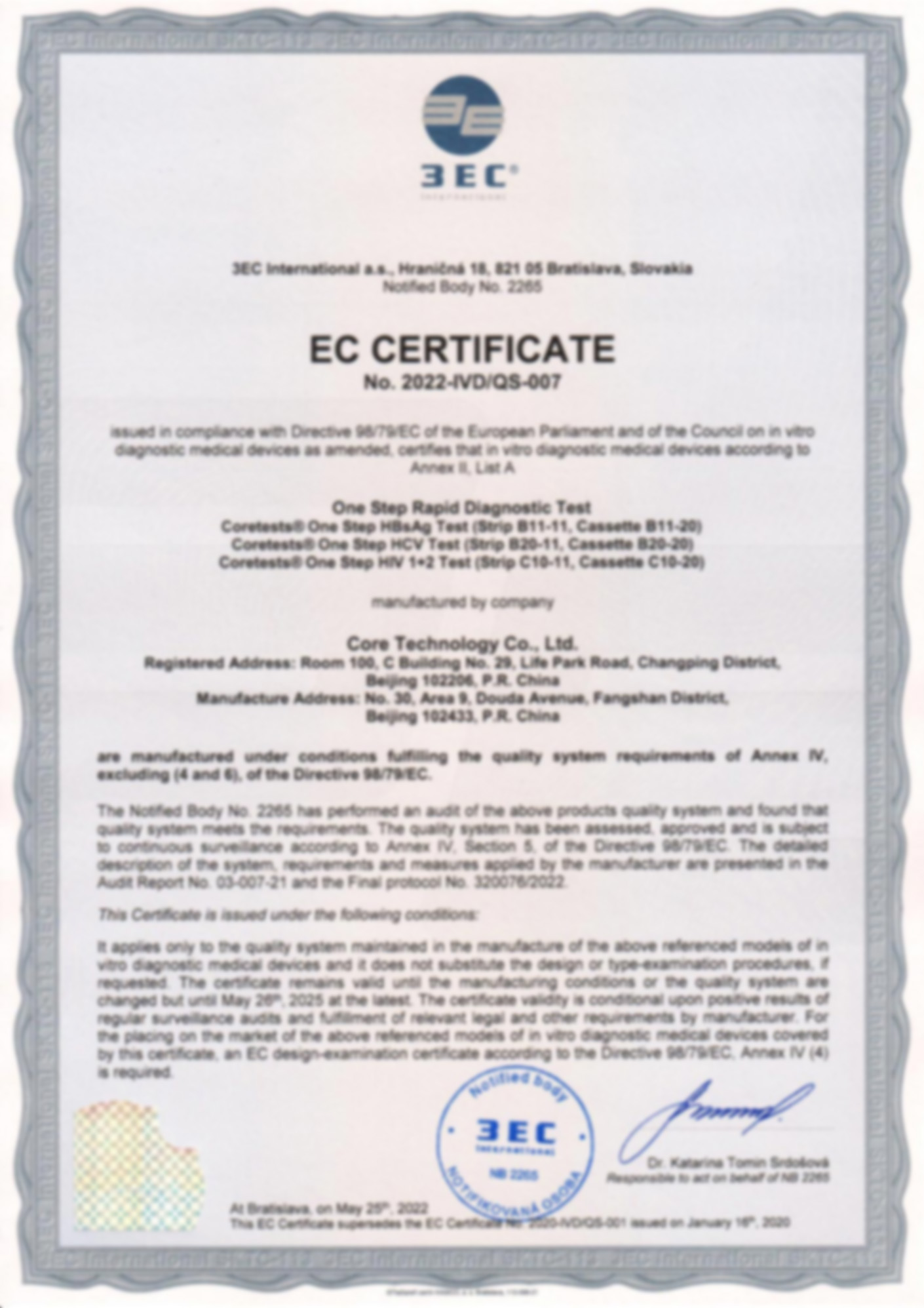 CE Certificate of ListA